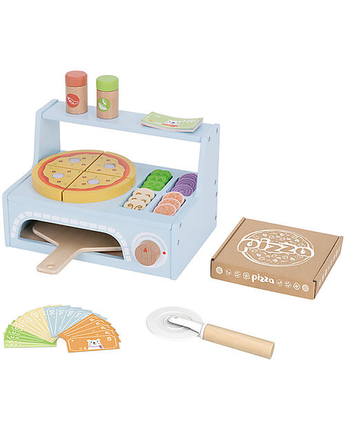 Tooky Toy Wooden Pizza Oven - 42 Pieces - 28.5 x 18 x 18 cm - 3+ Years Wooden Food