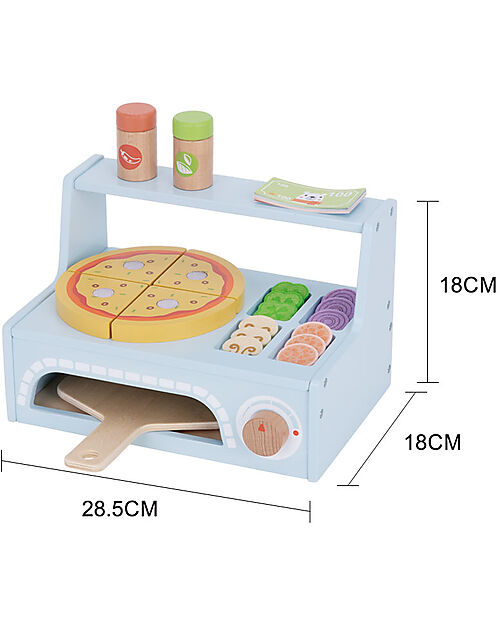 Tooky Toy Wooden Pizza Oven - 42 Pieces - 28.5 x 18 x 18 cm - 3+ Years Wooden Food