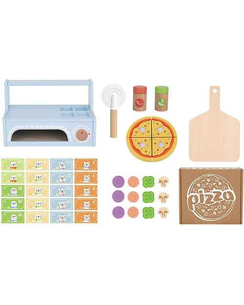 Tooky Toy Wooden Pizza Oven - 42 Pieces - 28.5 x 18 x 18 cm - 3+ Years Wooden Food