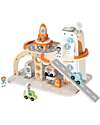 Tooky Toy Wooden Space Station - 39.5 x 29.5 x 29 cm - From 3 Years - Includes 14 Pieces Wooden Toy Cars, Trains & Trucks