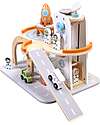 Tooky Toy Wooden Space Station - 39.5 x 29.5 x 29 cm - From 3 Years - Includes 14 Pieces Wooden Toy Cars, Trains & Trucks