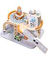 Tooky Toy Wooden Space Station - 39.5 x 29.5 x 29 cm - From 3 Years - Includes 14 Pieces Wooden Toy Cars, Trains & Trucks