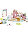 Tooky Toy Wooden Tea Set - 21 Pieces - 27.4 x 19 x 9.7 cm - 3+ Years Wooden Food