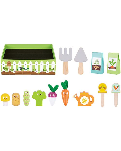Tooky Toy Wooden Toy - My Garden - 14 Pieces - 21 x 17 x 7.5 cm - 3+ Years Pretend Play