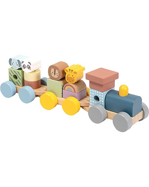 Tooky Toy Wooden Train - Animals - 16 Pieces - 31.9 x 7 x 9.1 cm - 18m+ Wooden Toy Cars, Trains & Trucks