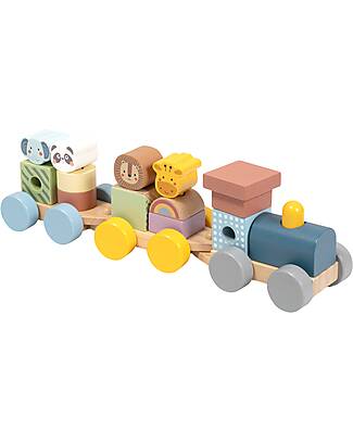 Tooky Toy Wooden Train - Animals - 16 Pieces - 31.9 x 7 x 9.1 cm - 18m+ Wooden Toy Cars, Trains & Trucks