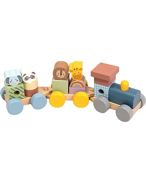 Tooky Toy Wooden Train - Animals - 16 Pieces - 31.9 x 7 x 9.1 cm - 18m+ Wooden Toy Cars, Trains & Trucks