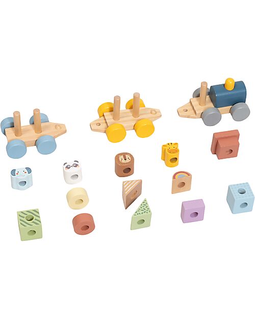 Tooky Toy Wooden Train - Animals - 16 Pieces - 31.9 x 7 x 9.1 cm - 18m+ Wooden Toy Cars, Trains & Trucks