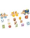 Tooky Toy Wooden Train - Animals - 16 Pieces - 31.9 x 7 x 9.1 cm - 18m+ Wooden Toy Cars, Trains & Trucks