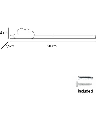 Tresxics Cloud Long Shelf and Removable Stickers - Pink Shelves