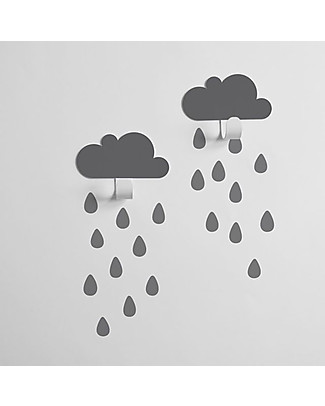 Tresxics Clouds Wall Hooks & Rain Drops Stickers - Grey Wall Stickers