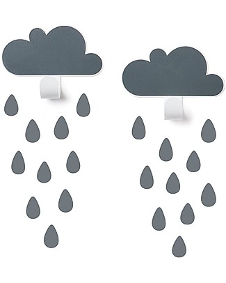 Tresxics Clouds Wall Hooks & Rain Drops Stickers - Grey Wall Stickers