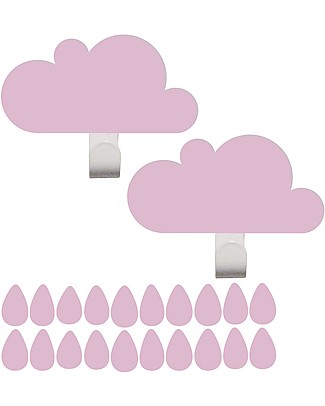 Tresxics Clouds Wall Hooks & Rain Drops Stickers - Pink Wall Stickers
