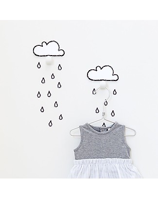 Tresxics Clouds Wall Hooks & Rain Drops Stickers - White Wall Stickers