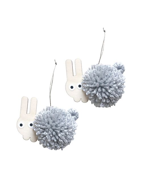 Tresxics DIY Pom Pom Bunny Kit - Grey - Wood Wall Decorations