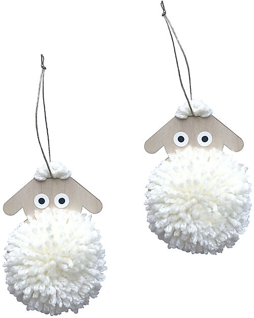 Tresxics DIY Pom Pom Sheep Kit - White - Wood Wall Decorations