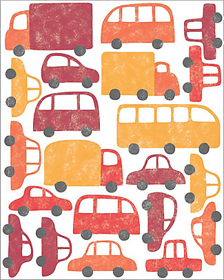 Tresxics Fabric Wall Stickers, 22 Vehicles - Red - Removable and reusable! Wall Stickers