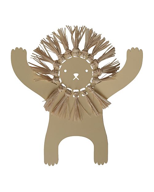 Tresxics Plain Coat Rack Lion - Soft Yellow -  Recycled Steel and Natural Fiber Hangers