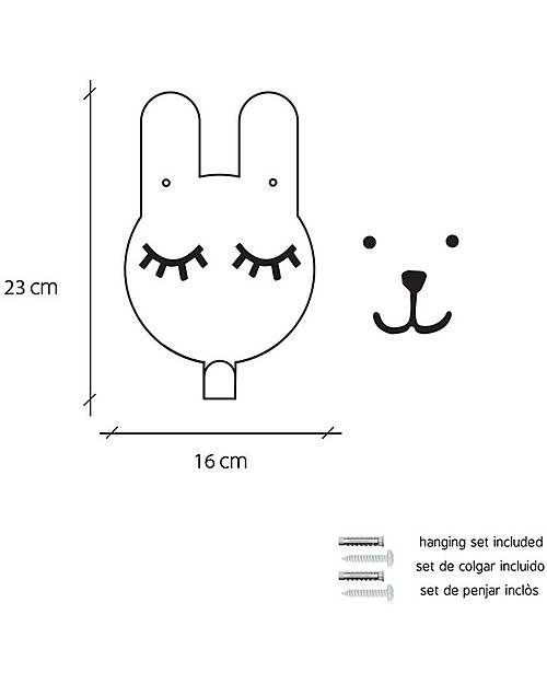 Tresxics Rabbit Wall Hook Tellkido and Tresxics, White - Customizable! Hangers