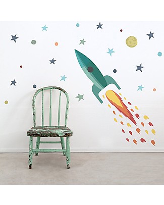 Tresxics Removable Wall Stickers Rocket and Planets Wall Stickers