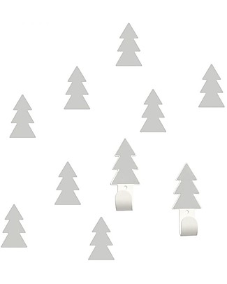 Tresxics Set Fir Trees Wall Hooks and Stickers, Grey Wall Stickers
