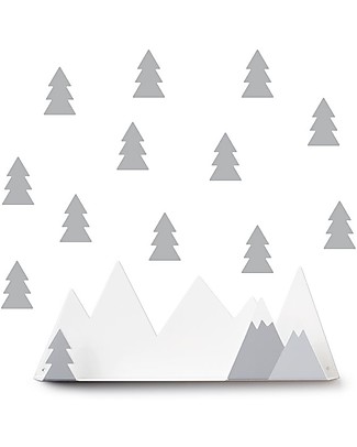 Tresxics Set Mountain Shelf and Fir Trees Removable Wall Stickers, Grey Room Decorations