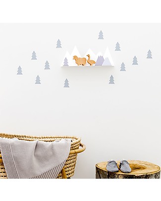 Tresxics Set Mountain Shelf and Fir Trees Removable Wall Stickers, Grey Room Decorations
