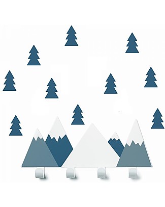 Tresxics Set Mountains Wall Hook and Fir Tree Stickers, Oil Blue Hangers & Hooks
