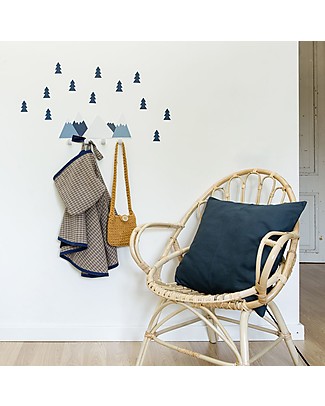 Tresxics Set Mountains Wall Hook and Fir Tree Stickers, Oil Blue Hangers & Hooks