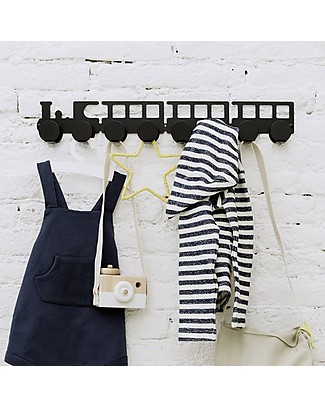 Tresxics Wall Hanger Train, Black - With 8 hooks! Hangers & Hooks
