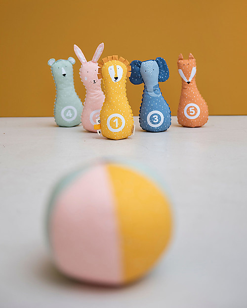 Trixie Baby Bowling Set - 5 Animal Pins + Soft Ball Outdoor Games and Toys_
