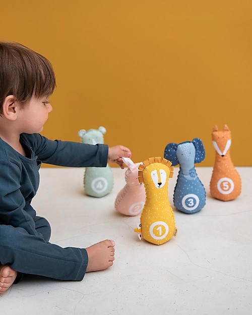 Trixie Baby Bowling Set - 5 Animal Pins + Soft Ball Outdoor Games and Toys_