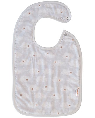 Trixie Bib with Adjustable Snap, Clouds - Cotton Large Bibs