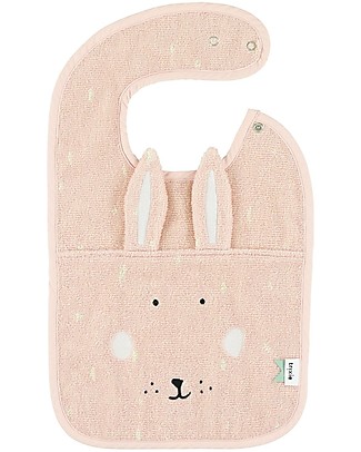 Trixie Bib with Adjustable Snap, Mrs Rabbit - 100% Organic Cotton Large Bibs