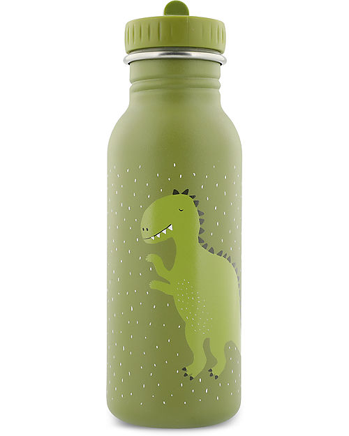 Trixie Bottle in Stainless Steel - 500 ml - Mr Dino - Green Non-Thermal Water Bottles