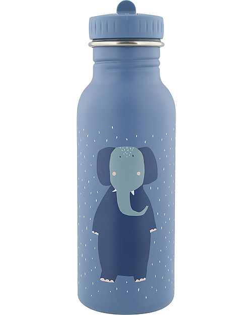 Trixie Bottle in Stainless Steel - 500 ml - Mr Elephant - Blue Non-Thermal Water Bottles