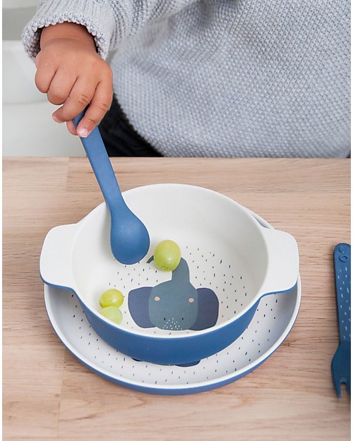 Trixie Bowl with Handles in Bamboo, Mrs Elephant - Encourage the child Feed Himself Bowls & Plates