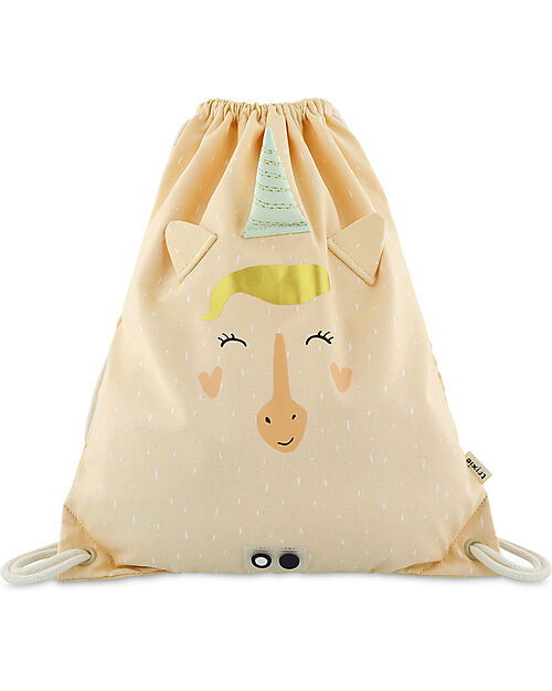 Trixie Drawstring Bag - Mrs Unicorn - Cream - 34 x 40 cm Kindergarten Backpacks