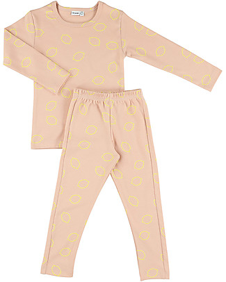Trixie Long Sleeved Pyjiama 2 pieces, Lemon Squash - 100% Organic Cotton Pyjamas