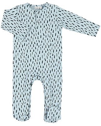Trixie Onesie with Feet, Blue Meadow - 100% Organic Cotton Babygrows