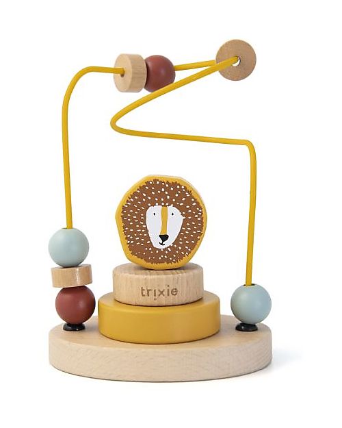 Trixie Wooden Beads Maze - Mr Lion - 15 x 11 x 8 cm - Motor and Concentration Skills Wooden Stacking Toys
