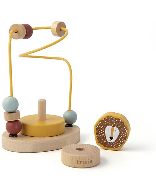 Trixie Wooden Beads Maze - Mr Lion - 15 x 11 x 8 cm - Motor and Concentration Skills Wooden Stacking Toys