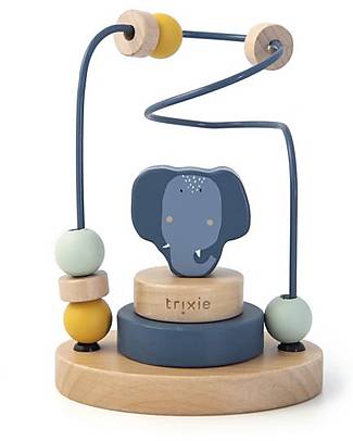 Trixie Wooden Beads Maze - Mrs Elephant - 15 x 11 x 8 cm - Motor and Concentration Skills Newborn Toys_