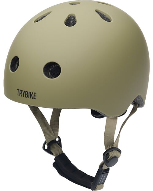 Trybike Bike Helmet 45-51 cm - Matt Green - Magnetic Closing Bicycle Helmets