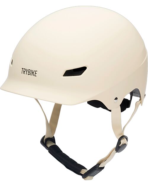 Trybike Bike Helmet 51-56 cm - Matt Cream - Magnetic Closing Bicycle Helmets