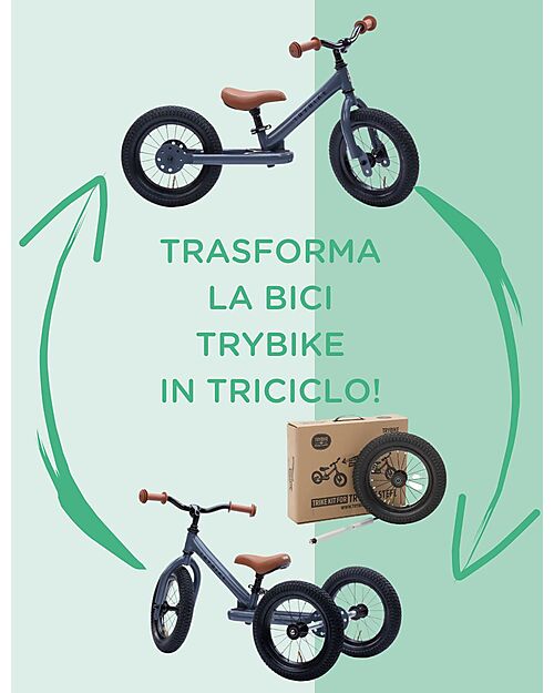 Trybike Grey Bike 2 in 1 + Trike Conversion Kit Tricycles