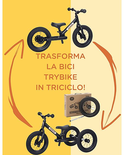 Trybike Matt Black Bike 2 in 1 Trike Conversion Kit unisex bambini