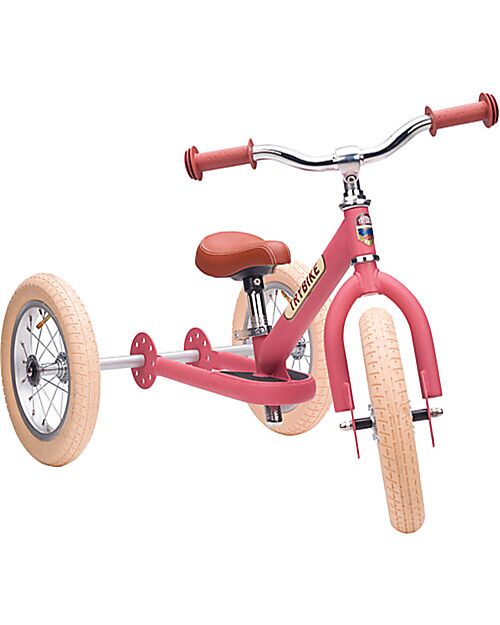 Trybike Matt Vintage Pink Bike 2 in 1 + Trike Conversion Kit Balance Bikes