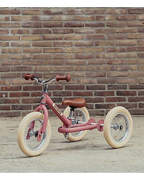 Trybike Matt Vintage Pink Bike 2 in 1 + Trike Conversion Kit Balance Bikes