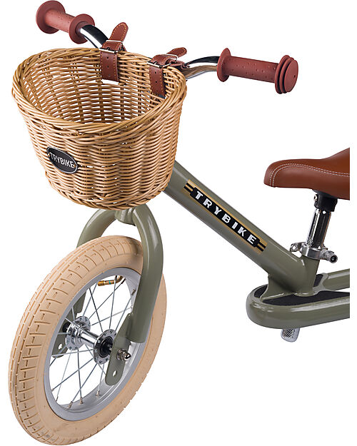 Trybike Wicker-Style Basket - 27 x 18 x 17cm - with 2 Pleather Straps Bicycle Accessories